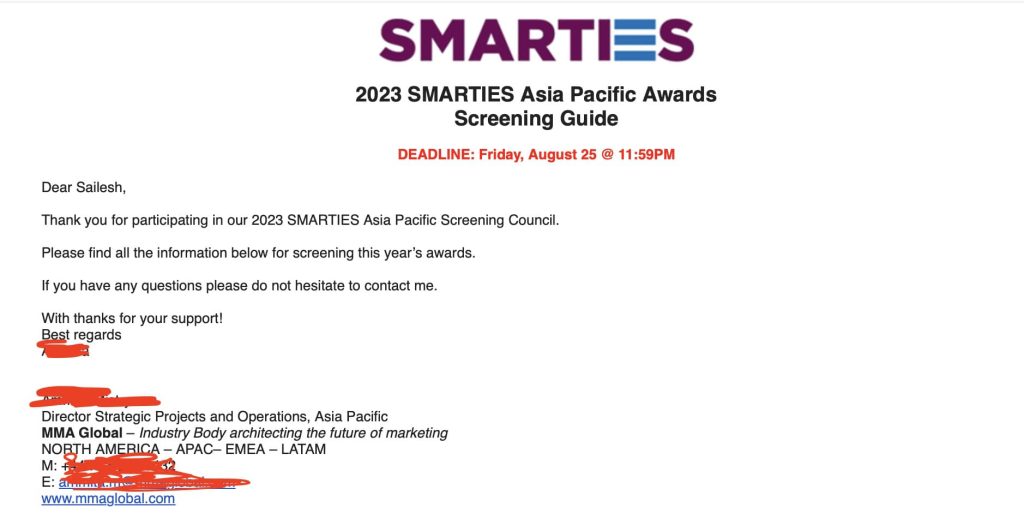 Jury and Speaker at MMA Singapore, APAC